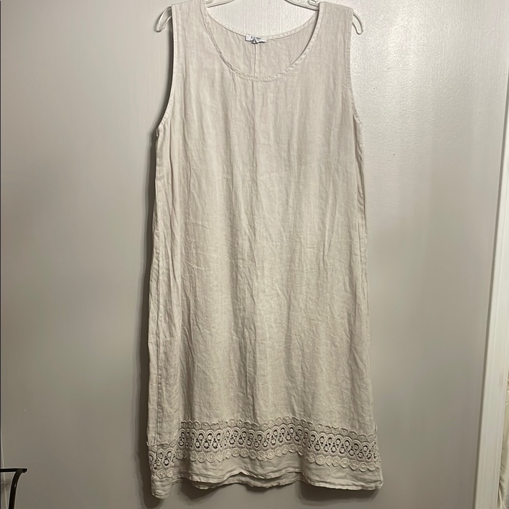 Rosemarine Linen Beige Midi Dress